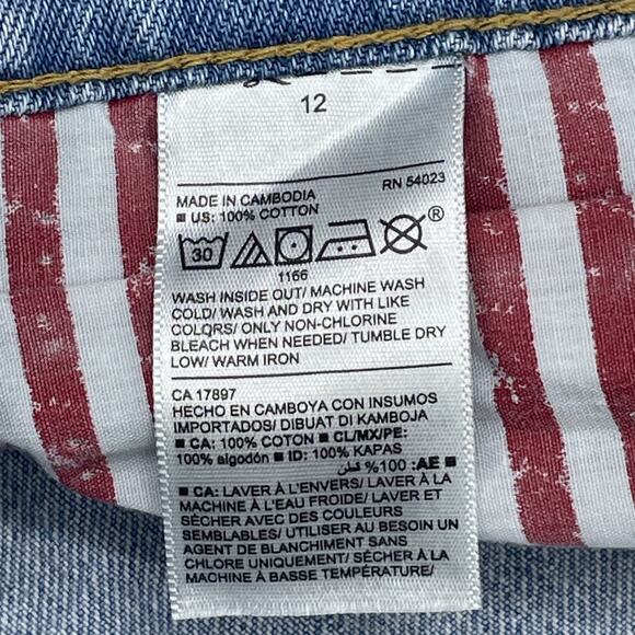 Old Navy Womens 12 Boyfriend Denim Cutoff Shorts Americana USA Stars Stripes - Picture 5 of 8